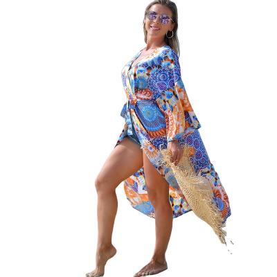 China Breathable Ladies Maxi Dress Cardigan Kimono Bohemian Kaftan Maxi Dress Party Dress for sale