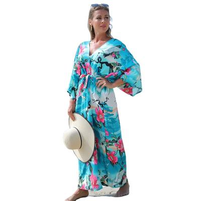 China Anti-wrinkle women summer cardigan kimono beach holiday skirt bikini cover up long swimwear cover up for sale