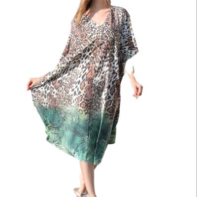 China Breathable Hot Selling Wholesale Ladies Beach Dress Popular Leopard Print Beach Dress for sale