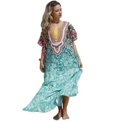 China Latest Breathable Women's Elegant Bohemian Beach Dress Cover Up Casual Wear Boho Beach Dresses for sale