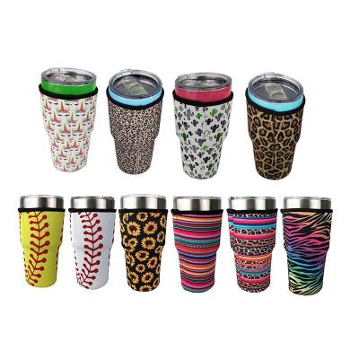 China HY51 Waterproof Ready To Ship 30oz Reusable Tumbler Cup Holder Sleeve Insulated Neoprene Iced Coffee Cup Insulator Sleeve With Handle for sale