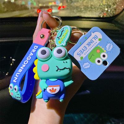 China HY052 3d Cartoon Key Chain PVC Toy Bag Hanging Gift Wholesale Decompression Dinosaur Pendant Creative Eco-friendly To Look Small for sale