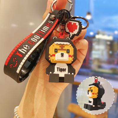 China Key Chain HY052 Block Building Blocks Eco-friendly Wholesale Pendant Tiger Key Chain Bag Decoration Tiger Year Creative Small Gift for sale