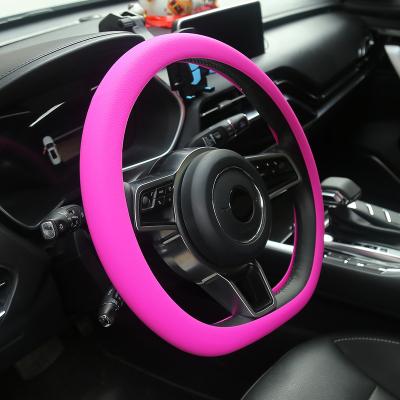 China HY51 China Manufacturer Cheap Price 33cm 38cm Lychee Model Silicone Soft Fit Car Steering Wheel Covers for sale