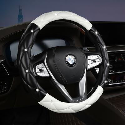 China Perfectly Fit 38CM Korean Ladies Fashion Cute Universal Amazon Car Handlebar Covers Diamond Steering Wheel Cover for sale