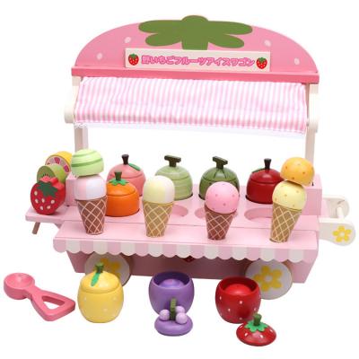 China Educational Toys HY51 Fruit Ice Cream Pretend Play Girls Educational Wooden Toy Pretend Cook Kitchen Wooden Toy for sale