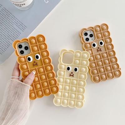 China New Effort Anti-fall Case Protector Funny Squeezing Toy Silicone Biscuit Emoticons Fidget Game Phone Case for sale