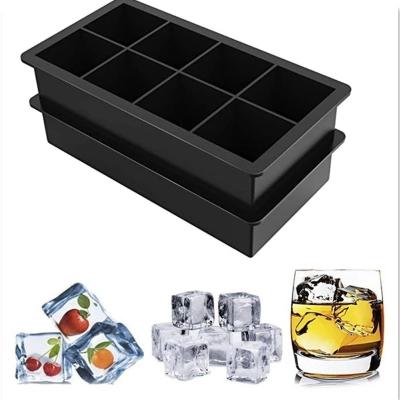 China Viable Custom Wholesale Viable Marker 8 Cell Summer Silicone Ice Cube Tray With Lid For Home Bar Large Party for sale