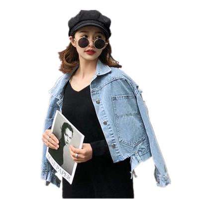 China Breathable Breathable S - L New Design Drop Jackets Women Blue Breathable Sleeve Cropped Denim Jackets For Ladies for sale