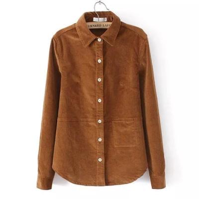 China Autumn New Women Slim Fit Anti-wrinkle Spring And Collar Spring Women's Corduroy Shirt for sale