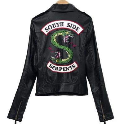 China Autumn Viable Snake Hip Hop Women's Lastest Hip Hop Motorcycle Leather Jacket Punk Viable Style Double Headed Jacket for sale