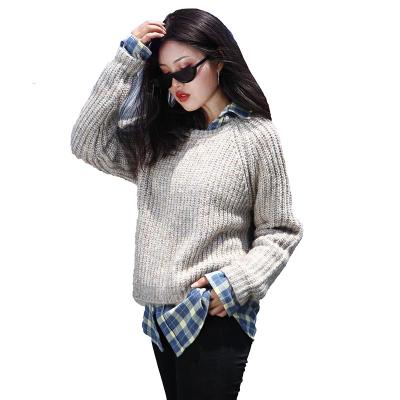 China Winter Fashion Breathable Pullover Sweater Women Knitted Solid Loose Crop Sweater for sale