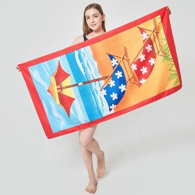 China QUICK DRY In Stock Cheap Price Microfiber Printed Beach Towel Quick Dry Sand Free Microfiber Beach Towel for sale