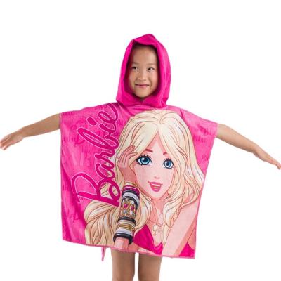 China Wholesale Custom Quick Dry Summer Microfiber Kids Towel Poncho Pattern Beach Cartoon Printed Hooded Bath Towel for sale