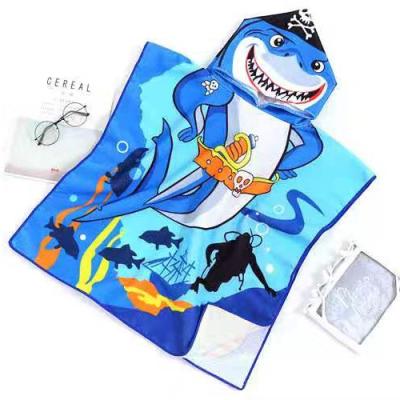 China Popular famous brand QUICK DRY super light microfiber pattern beach poncho animal boy beach towel for sale