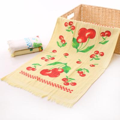 China Factory Custom High Quality Polyester Cotton Fruit Pattern Kitchen Tea Towel QUICK DRY With Tassel for sale