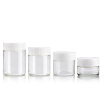 China Wholesale medicine glass jars stash jar child proof hemp transparent packaging with child resistant cap for sale