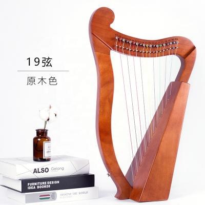 China 2022-Musical Lyre Solid Mahogany Harp Instrument 19 Strings Lyre Mahogany Solid Mahogany Harp for sale