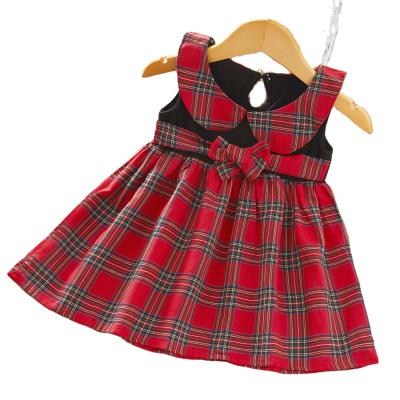 China 2021 Fashionable Baby Girls Dressing Clothes Breathable Red Plaid Casual Outfits for sale