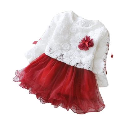 China Wholesale-Breathable Autumn Cotton Baby Girls Dress Kids Clothing Flower Dress Baby Girls Autumn Dresses for sale