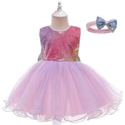 China Customized 2021 Baby Clothes Breathable Backless Dresses Babies Colorful Dresses for sale