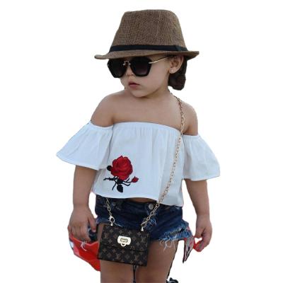 China Breathable Pink T-shirt Hole Shorts Sets Girls Clothing Baby Clothes Summer Sets Toddler Clothes for sale