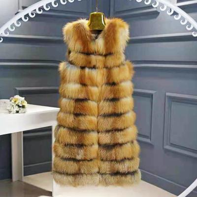 China Wholesale Anti-wrinkle Winter 90cm Ladies Long Warm Fur Invest Fashion Women Vest Fox Fur Vestlong Jacket For Woman for sale