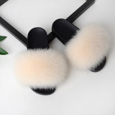 China 2021 Fashion Trend Women's Indoor/Outdoor Real Fox Fur Slippers Sandals Slides for sale