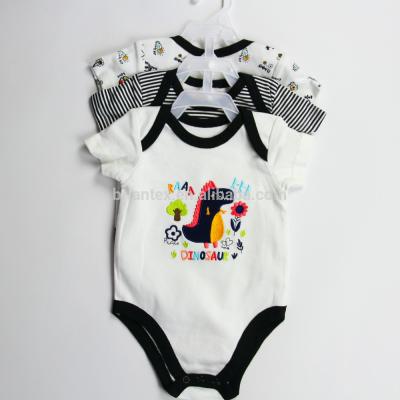 China Weiche Baumwollneugeborene Baby-Unisexbodysuits 3pcs für 0 - 9M Baby Soem-Service zu verkaufen