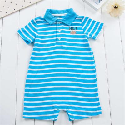 China Polo Collar Cute Baby Boy Outfits Boy Bodysuit Simple Stripe Patterns Baby Wear Clothes for sale