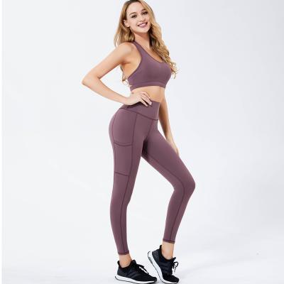 China Wholesale OEM Breathable High Waist Yoga Wear Fitness Leggings Set Custom Women With Pockets Yoga Sets for sale