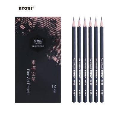 China Office & NYONI N8128 14B Art Standard Natural Basswood School Sketch Professional Pencil Set for sale