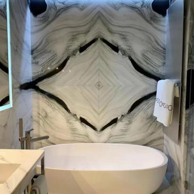 China Modern Chinese White With Book Black Marble Open Panda Slab Veins White Marble Slab For Wall Panel for sale