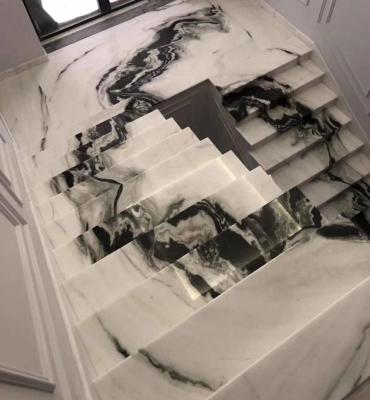 China Modern China Panda White Marble Step Tiles For Staircase for sale