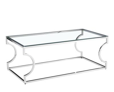 China Modern Design Luxury Hot Seller Hot Seller Glass Tea Table Top Coffee Table With Stainless Steel Base for sale