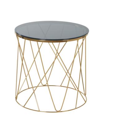 China New simple design gold stainless steel gold stainless steel coffee table modern luxury top coffee table tempered glass for sale