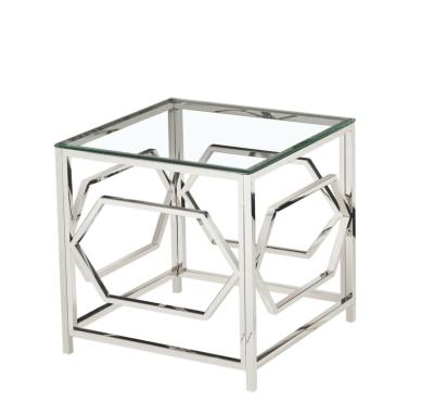 China Modern simple modern hot sale coffee table stainless steel clear glass top square tea table for home for sale