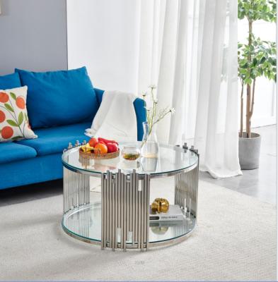 China Fashion Luxury Modern Design Round Coffee Table Tempered Glass Top Coffee Table for sale