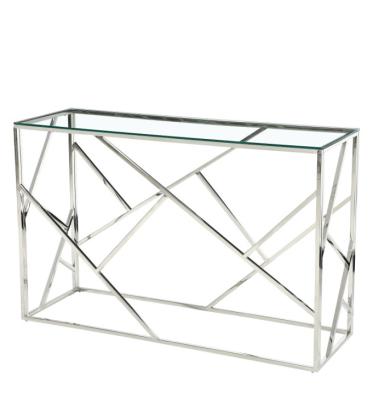 China New Fashion Metal Modern Classic Glass Stainless Steel Living Room Modern Console Table for sale