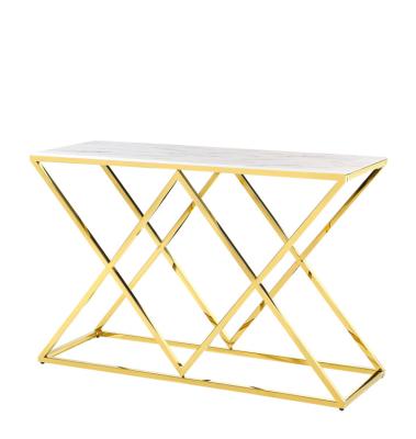 China Wholesale Modern Gold Living Room Stainless Steel Console Table Modern Design High End Console Table for sale