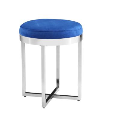 China Modern Wholesale Living Room Luxury Color Velvet Round Stool With Stainless Steel Frame for sale