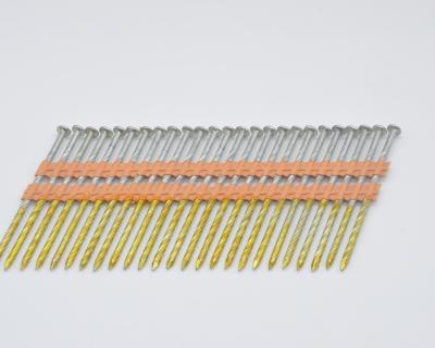 China Flat 3in * .120in 75mm*3.05mm Single Strip Assembled Frame Nails 21 Degree Plastic Strip Nails for sale