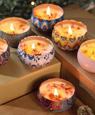 China Gift & Wholesale Custom Empty Retro Craft Flower Style Soy Wax Candle Canisters For Candle Making for sale