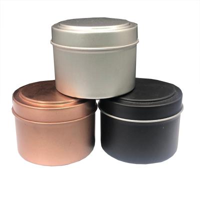 China Gift & Craft Metal Travel Tall Tin Candles Jars Tins Black Round Mounted Gold 2oz 4oz 6oz 8oz Scented Candle Tins Container With Lid for sale