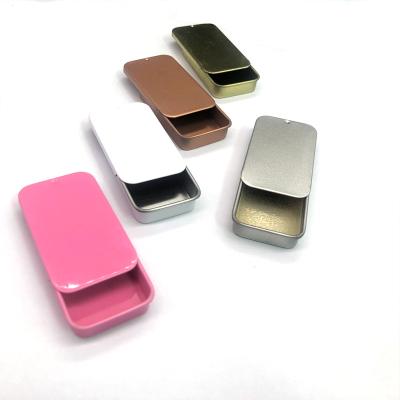 China Recyclable Wholesale Small Metal Slide Tin With Mint Candy Etc Packaging staples balm lids for sale