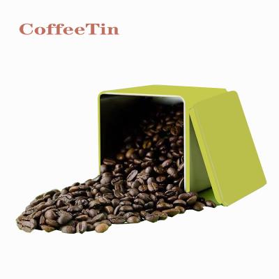 China Empty Food Coffee Tin Food Grade Tin Can Square Tea Canister Metal Tin Can for sale