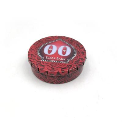 China Wholesale Custom Popular Consumer Electronics Kid Proof Red Round Shape Click Clapper Tin For Electronic Cigarette for sale