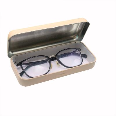 China Recyclable Blank Rectangle Hinged Tin Glasses Tin For Glasses Pencil Case Packaging for sale