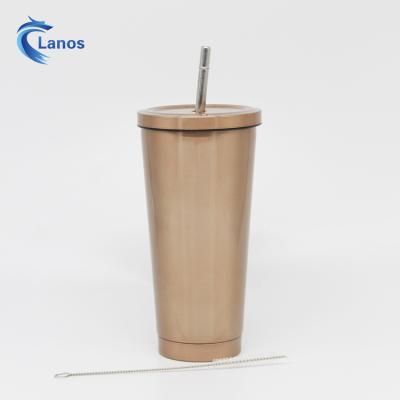 China Modern Custom Logo 16oz Vacuum Insulated Coffee Tumbler Stainless Steel Coffee Cup With SS Straw for sale