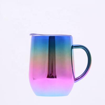 China Coffee. Tea. Beer. Gradient Color Insulated Water And Flip Lid Stainless Steel Beer Mug Iced Wine Glasses for sale